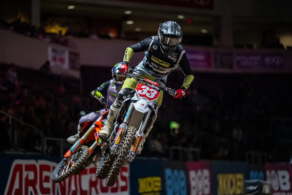 Dane Morales launches the #33 over the finish