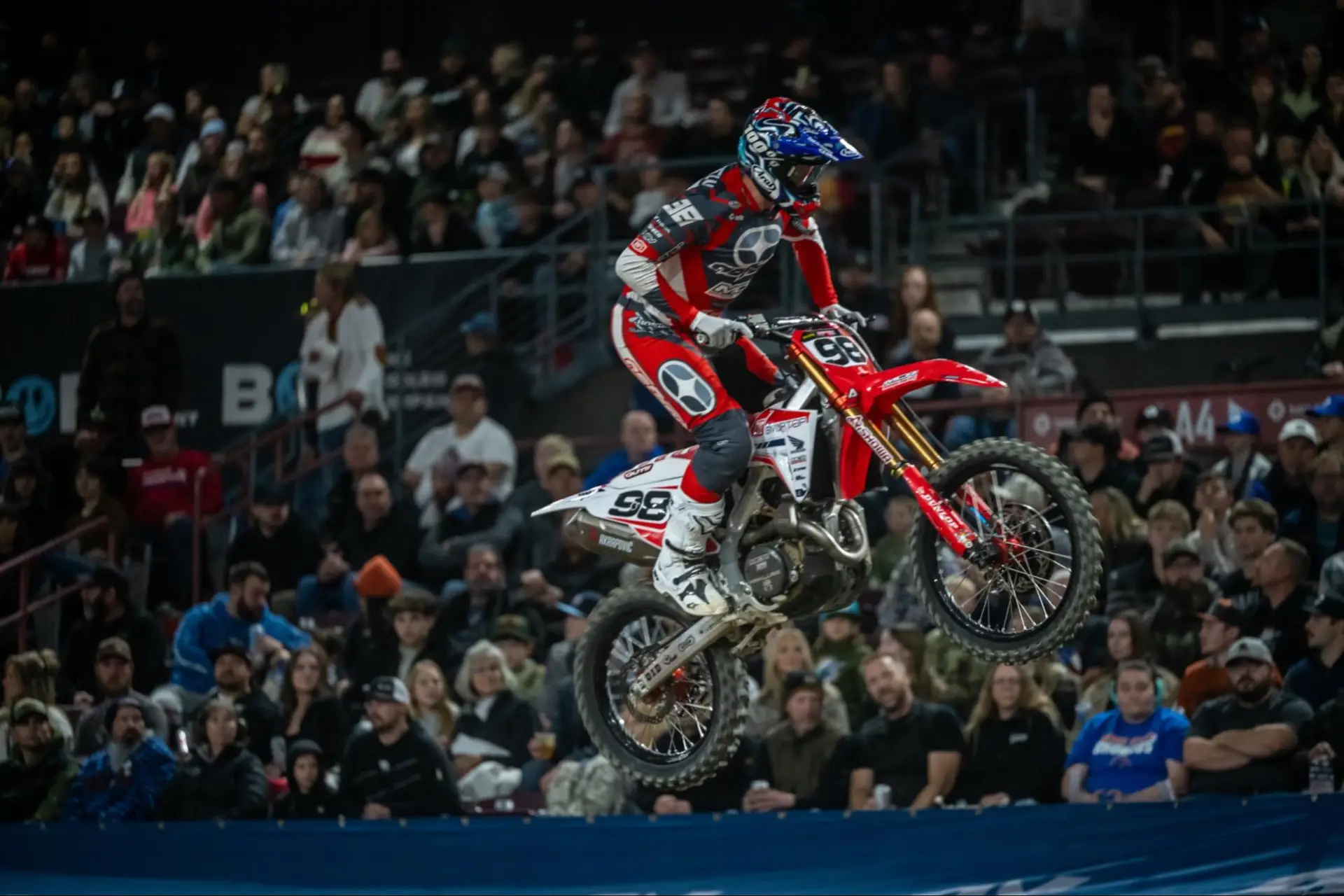 Austin Politelli whips the #98 Honda above the crowd
