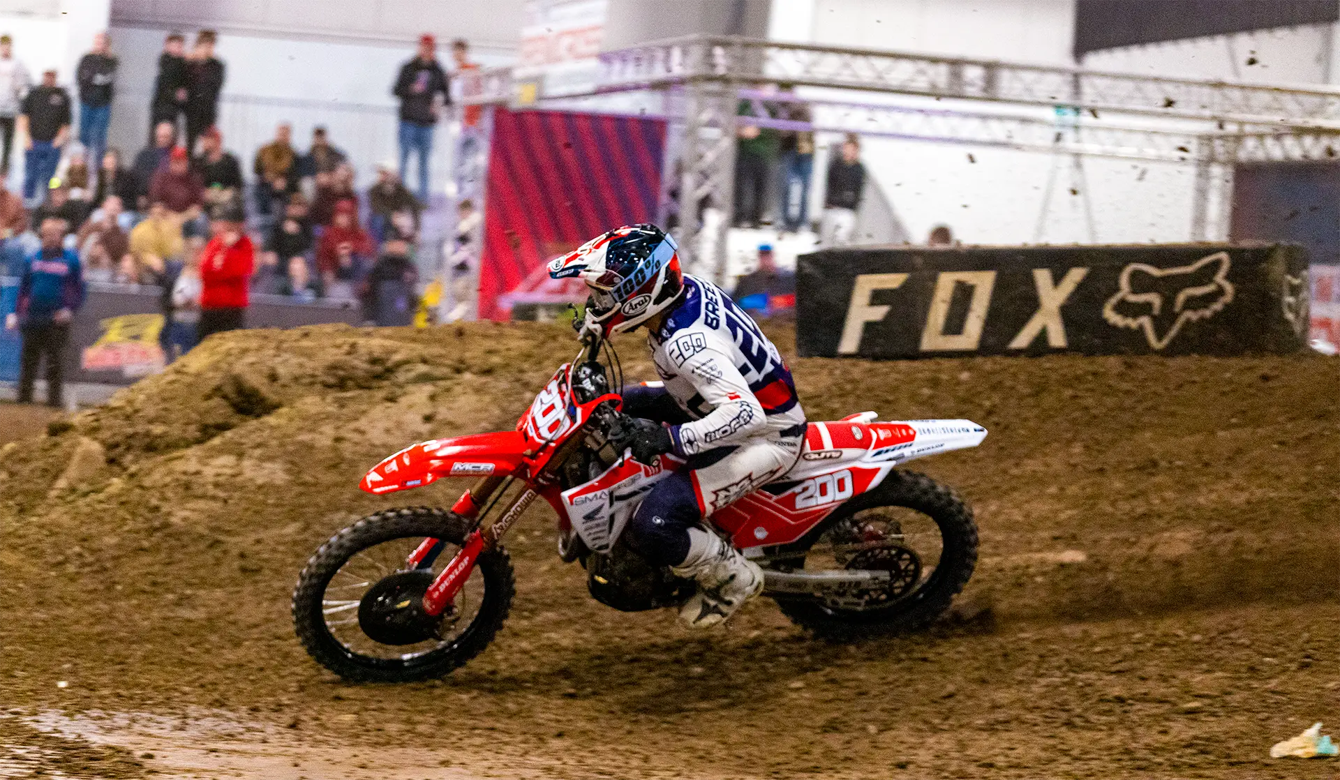 Ryan Breece rails the corner past the FOX boards