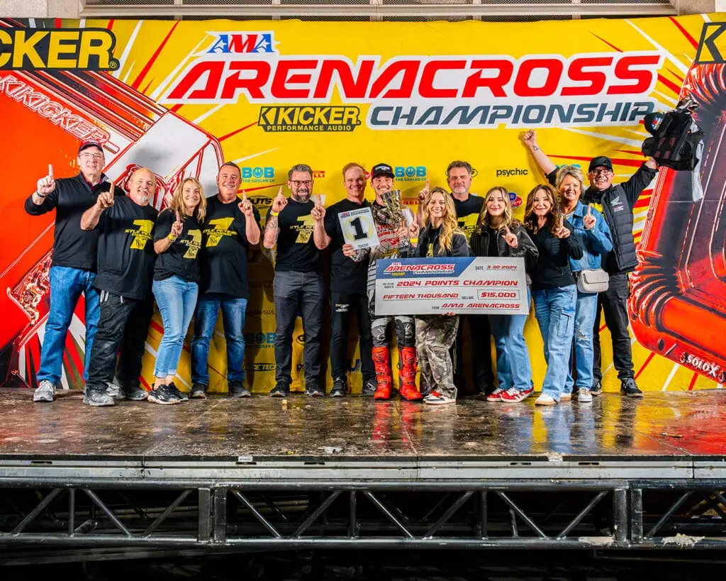 The Phoenix Racing Honda team after winning the 2024 AMA Arenacross Championship.