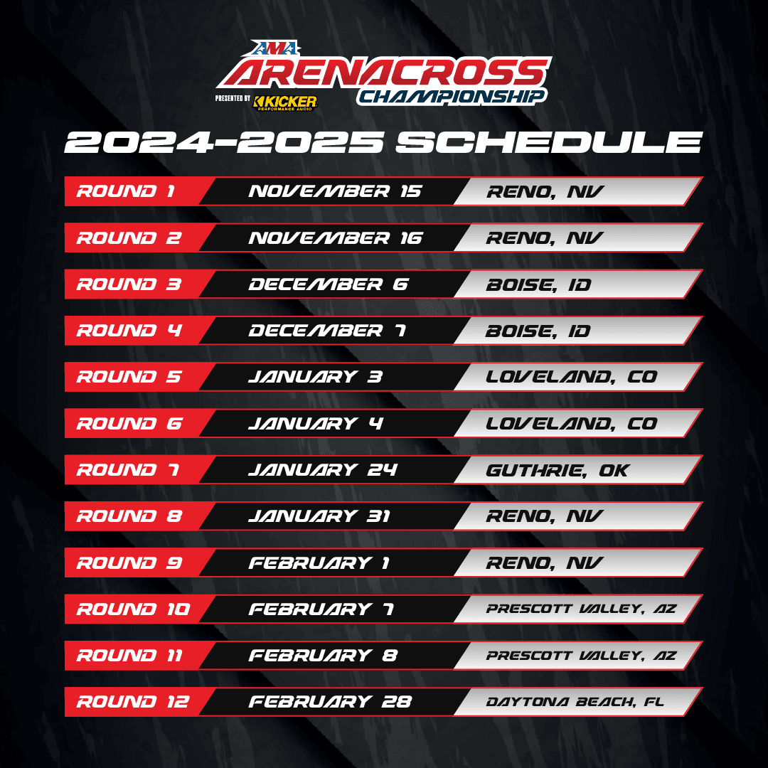 Announcement The 2024 2025 AMA Arenacross Championship Schedule